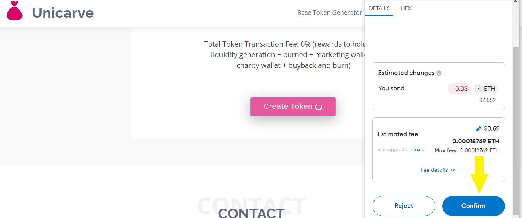 Unicarve Create Token